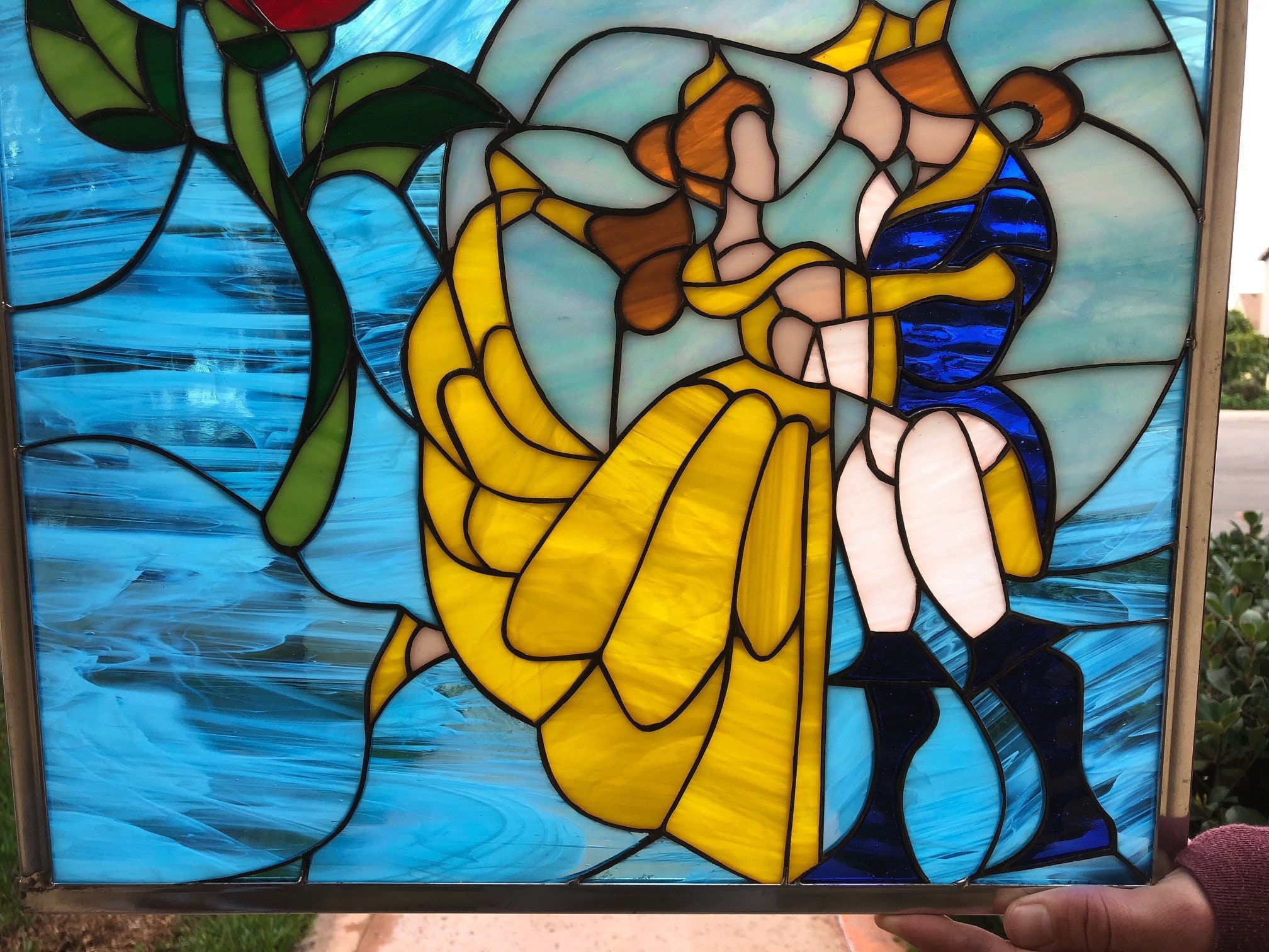Mystical Beauty And The Beast Stained Glass Window Panel - With