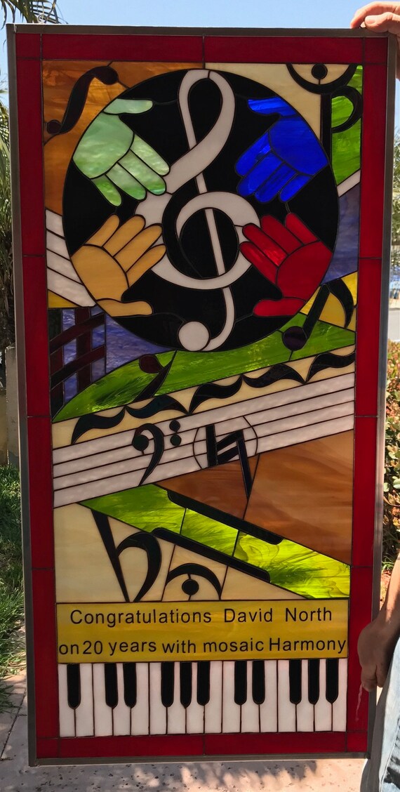 Personalized Music Window Panel - Personalized Music Stain Glass