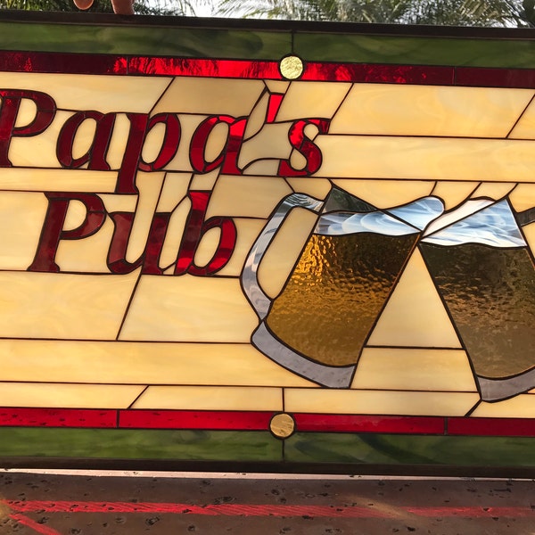 Custom Stained Glass Bar Sign Etsy