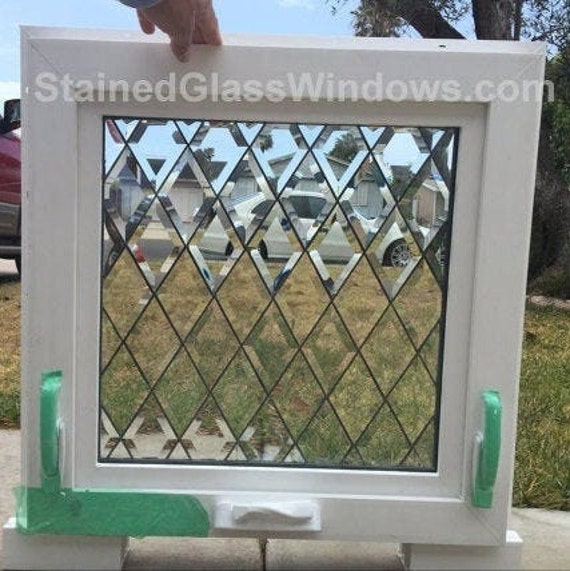 Tudor Beveled Stained Glass Diamond Window Insulated Safety Tudor Beveled Stained Glass Diamond, Leaded Glass Windows Safety