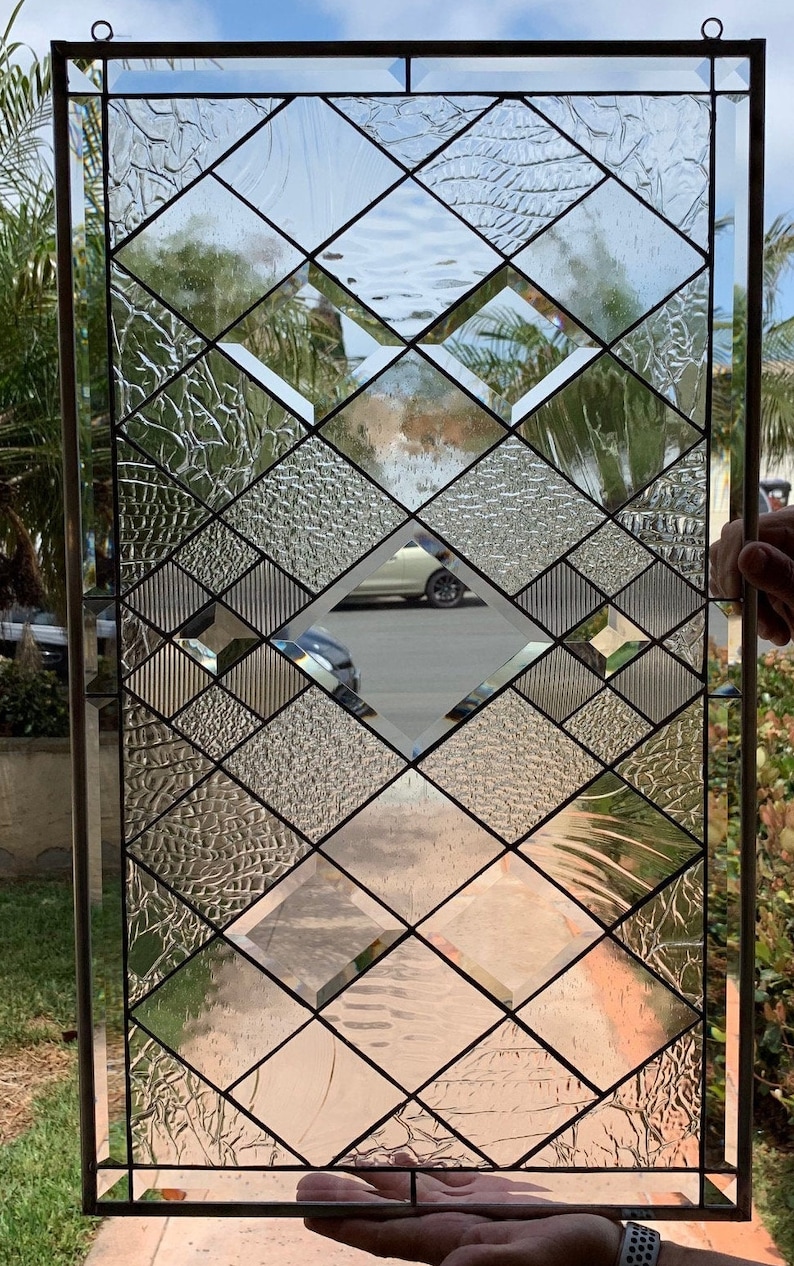 Stunning Beveled Stained Glass Window Panel Hangings Etsy