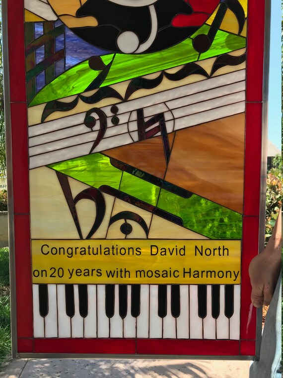 Personalized Music Window Panel - Personalized Music Stain Glass