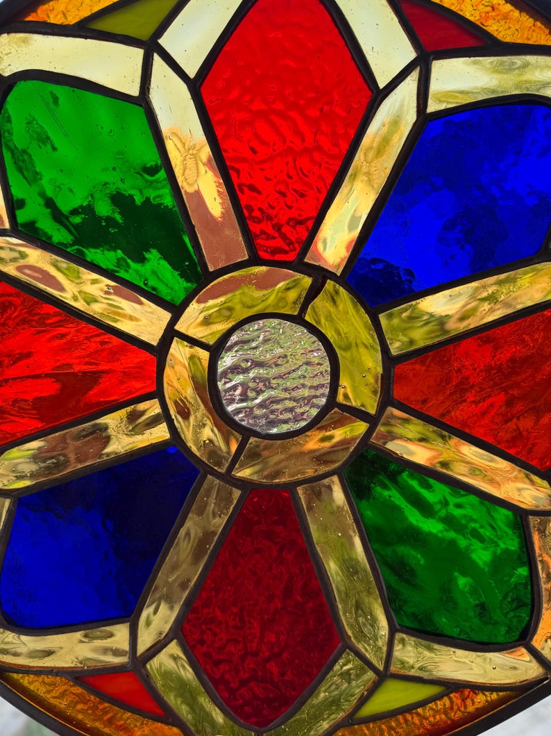 Cathedral Rose Suncatcher Stained Leaded Glass Window - Thumbnail 2
