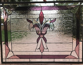 Victorian Stained Glass Window Panel, Hangings - Westchester Gothic Glass Art Pattern - Clear Glass Abstract Window -Customizable Item #5277