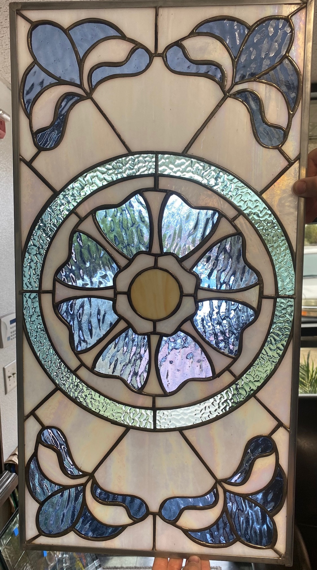 Victorian Flower Stained Glass Window Panel, Hangings - Maywood Beveled ...