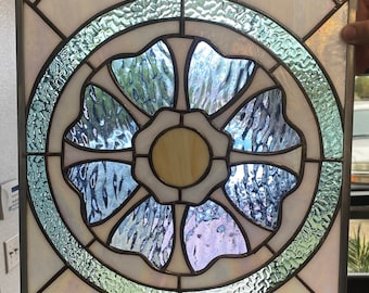 Victorian Flower  Stained Glass Window Panel, Hangings - Maywood Beveled Stained - Customizable Item