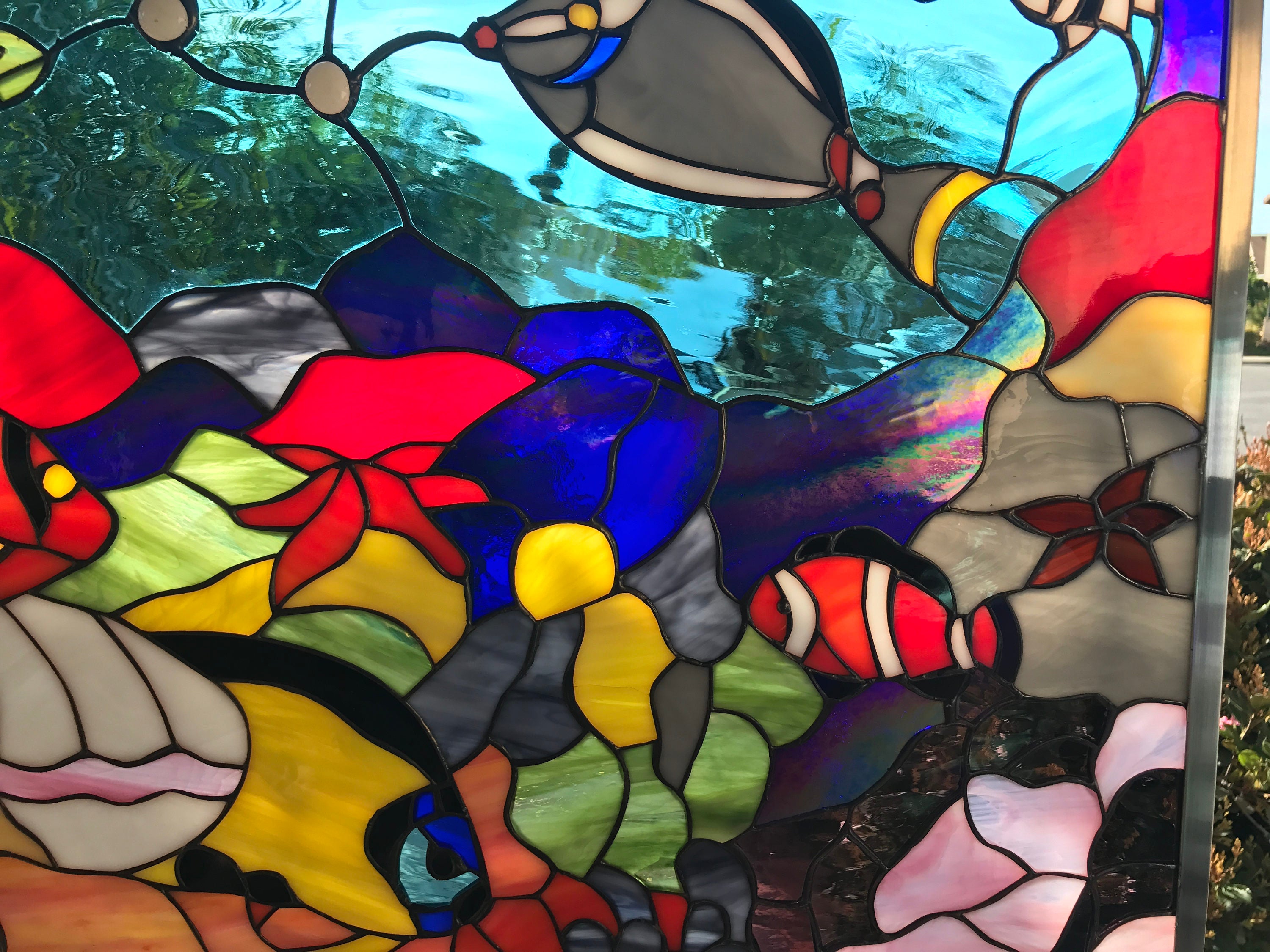 ZZHAOYI 8'' Marine Turtle Stained Glass Window Hanging, Hand Painted Suncatcher Decor, Sea Glass Panels Art, Ocean Gifts For Women (Turtle