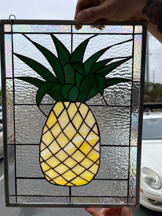 Pineapple Stained Glass Window Panel - Fresh Harvested Fruit, Art