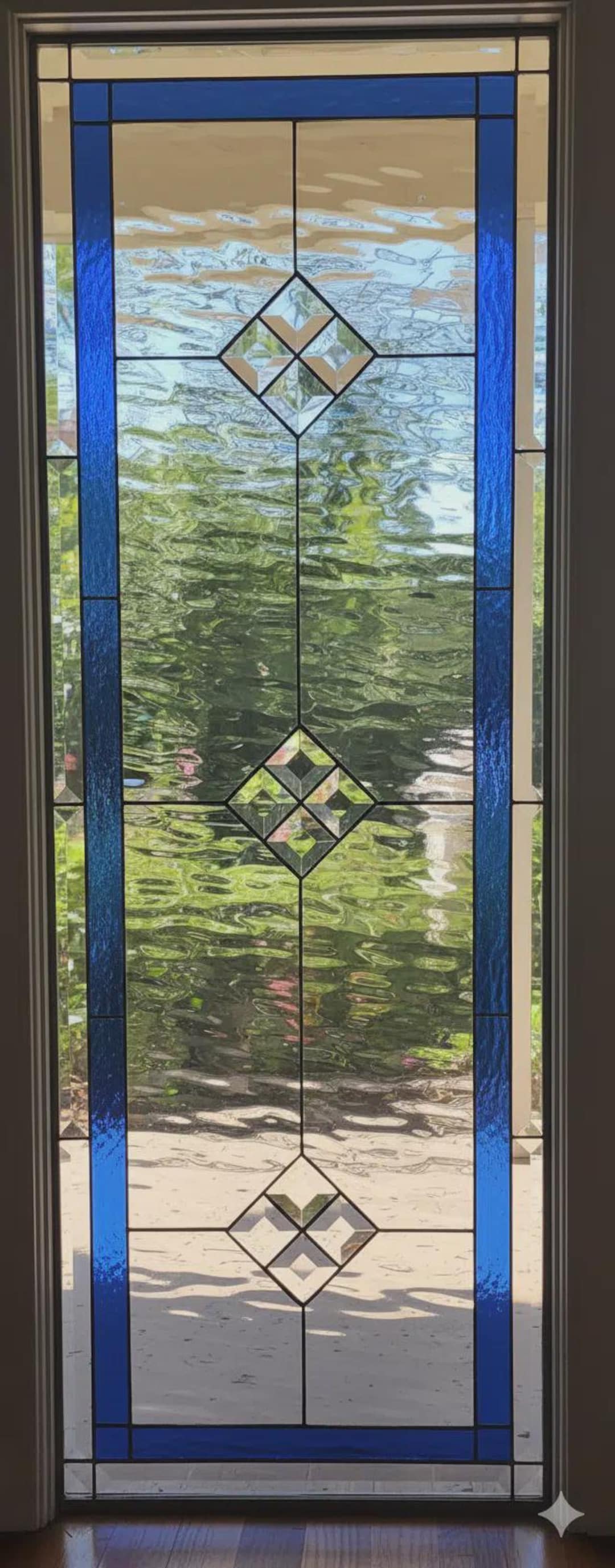Elegant Stained Glass Window Panel, Transom - La Mirada Clear