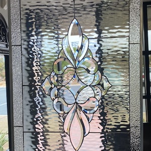 Stunning Traditional Clear Beveled Leaded Stained Glass Windows Panel - Danville - Clear Textured Stained Glass Art - Customizable Item#350