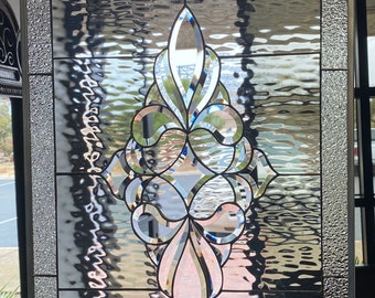 DIAMONDS-Clear Stained Glass Window Panel Stained Glass