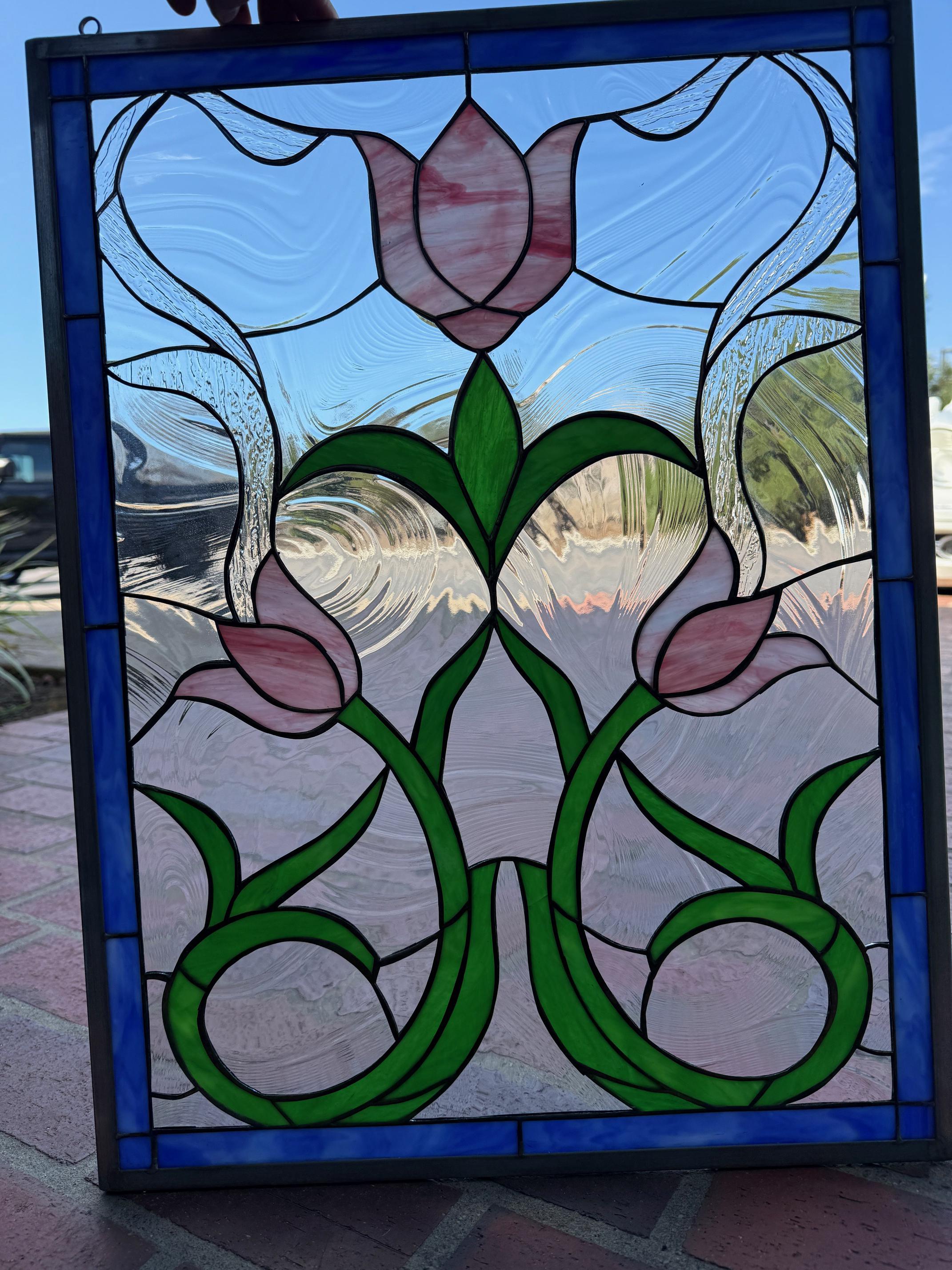 Buy Tulips Stained Glass Window Panel, Hangings - Classic English