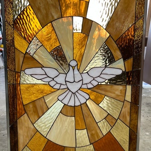 Custom Holy Dove Stained Glass | Vatican Basilica Window Panel | Religious Art