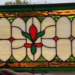 Custom Victorian Flower Stained Glass | Bumble Bee Transom Window ...