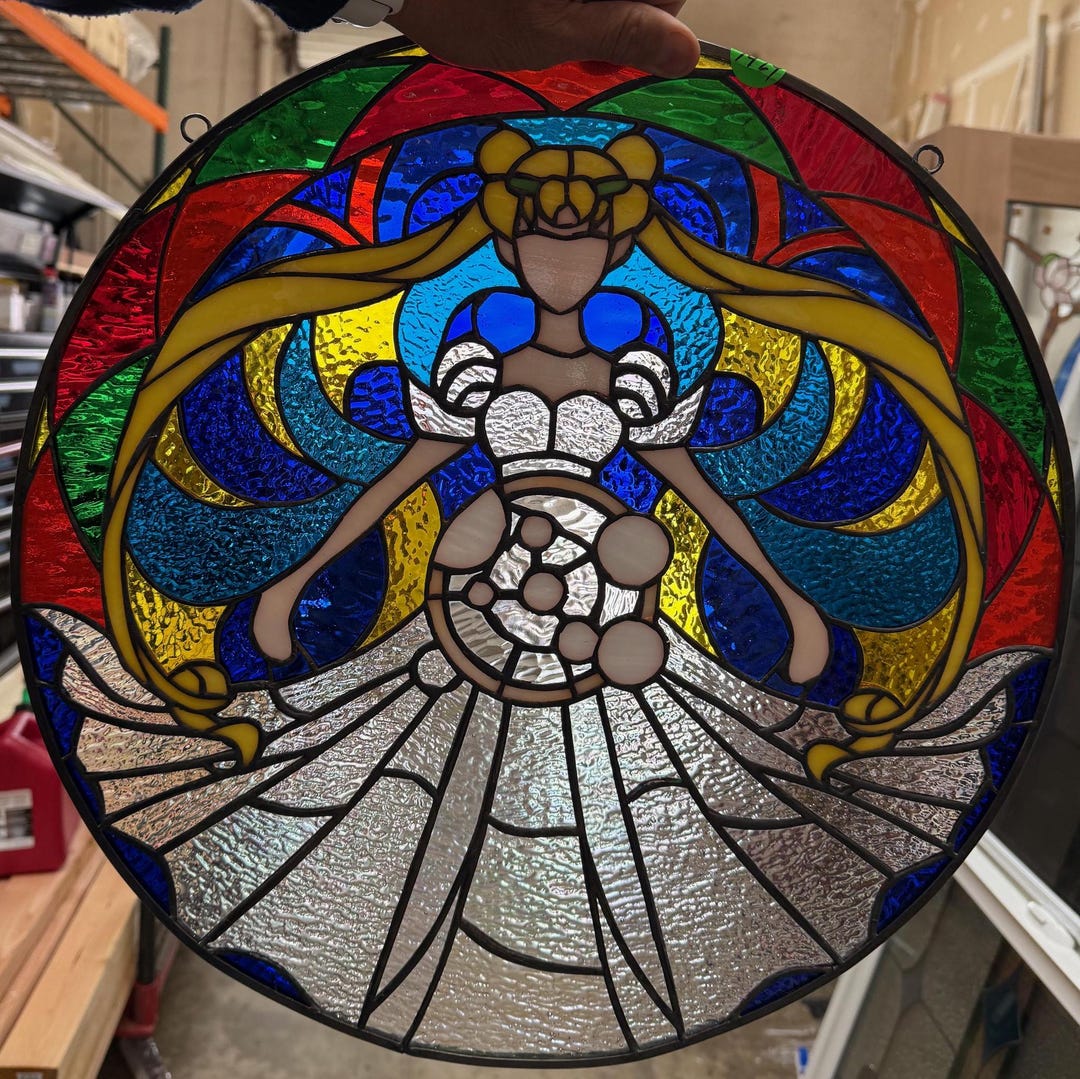 Custom Sailor Moon Stained Glass | Round Anime Window Panel