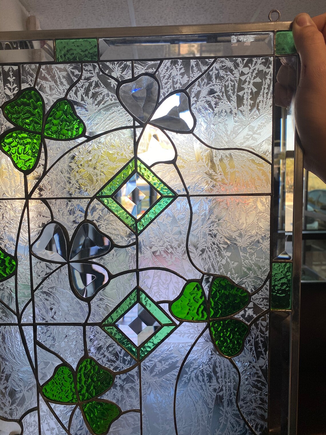 Irish Shamrock Stained & Beveled Glass Window Panel Hangings Etsy