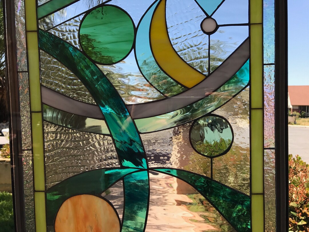 Abstract Circles and Ribbons Window Panel - Abstract Circles and ...