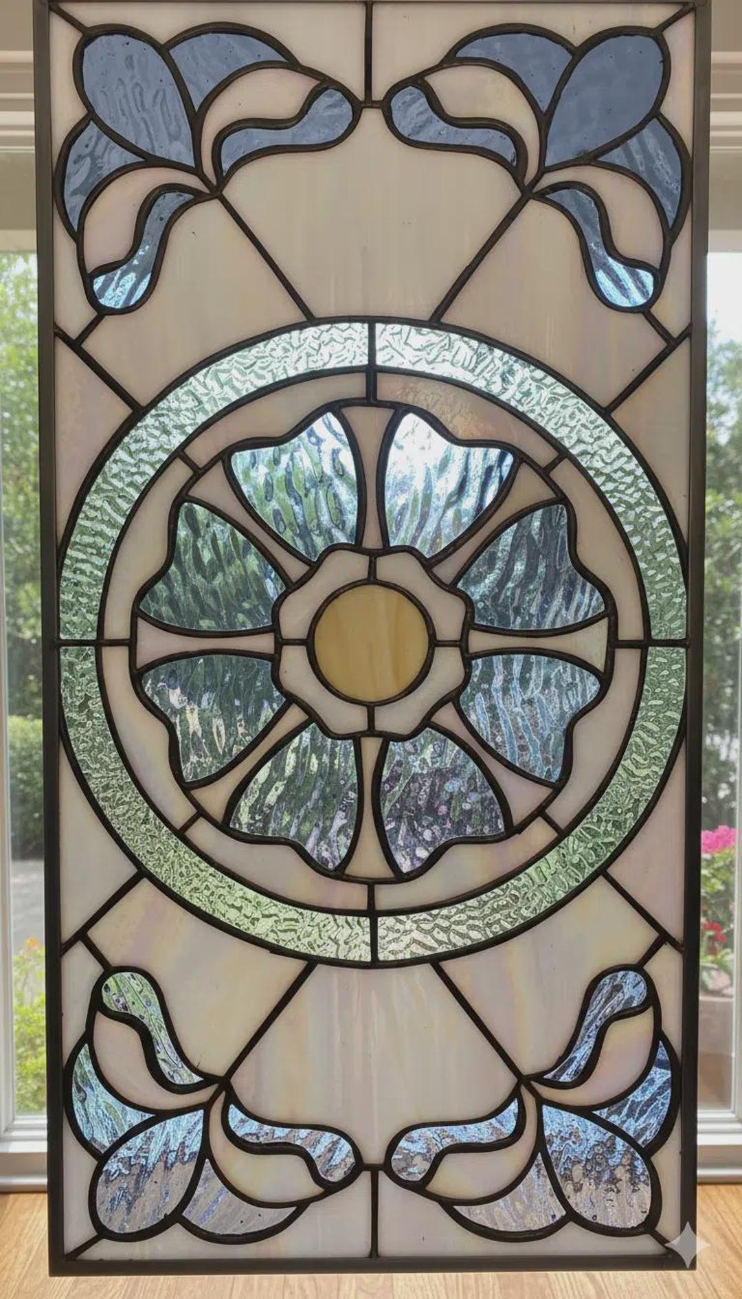 レディバード・ジョンソンワイルド・フラワーセンター ヴィンテージ ステンドグラス Red Gladiolus Flower Stained Glass Art Glass Window HDFHCV7Q3B