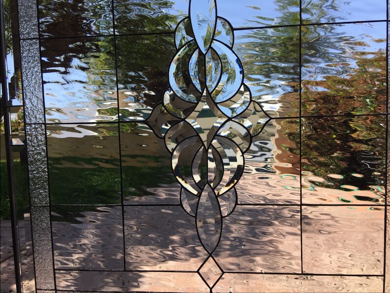 Leaded Stained Glass Panel Window Hangings Clear Texture Etsy