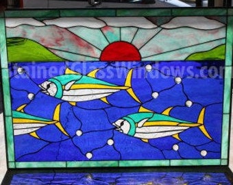 Hawaiian Yellowfin Tuna Stained Glass Window Panel Stained Etsy