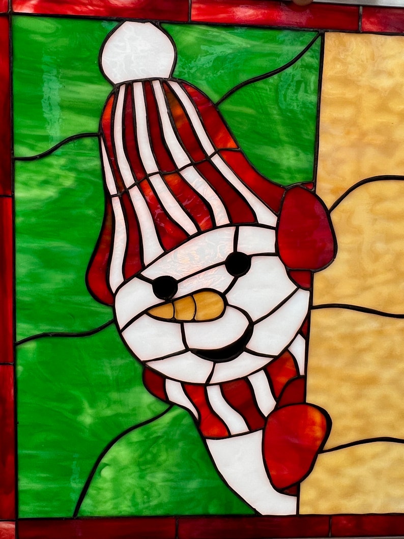Chritmas Frosty the Snowman Stained Glass Panel, Window, Hangings ...