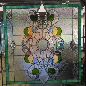 Stained glass / ステンドグラス / ローレンス・リー Classic Teardrop Jewels Stained Glass Window Panel - Sierra