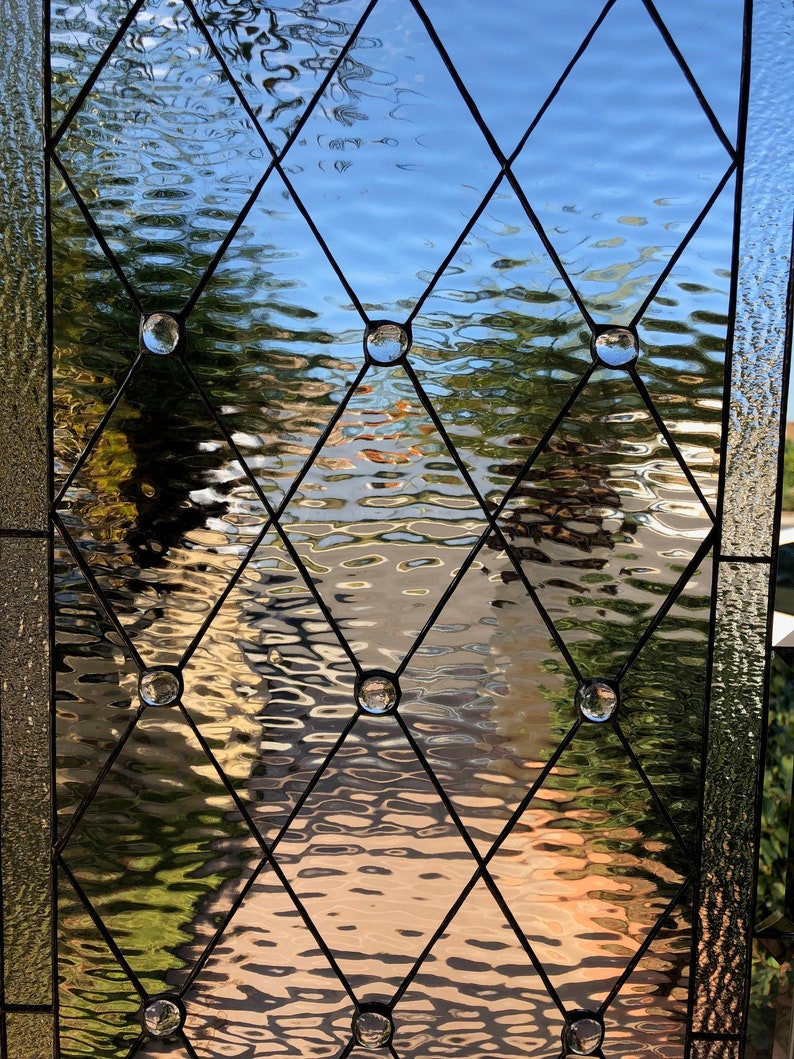 Classic Diamonds & Jewels Leaded Stained Glass Window Panel Etsy