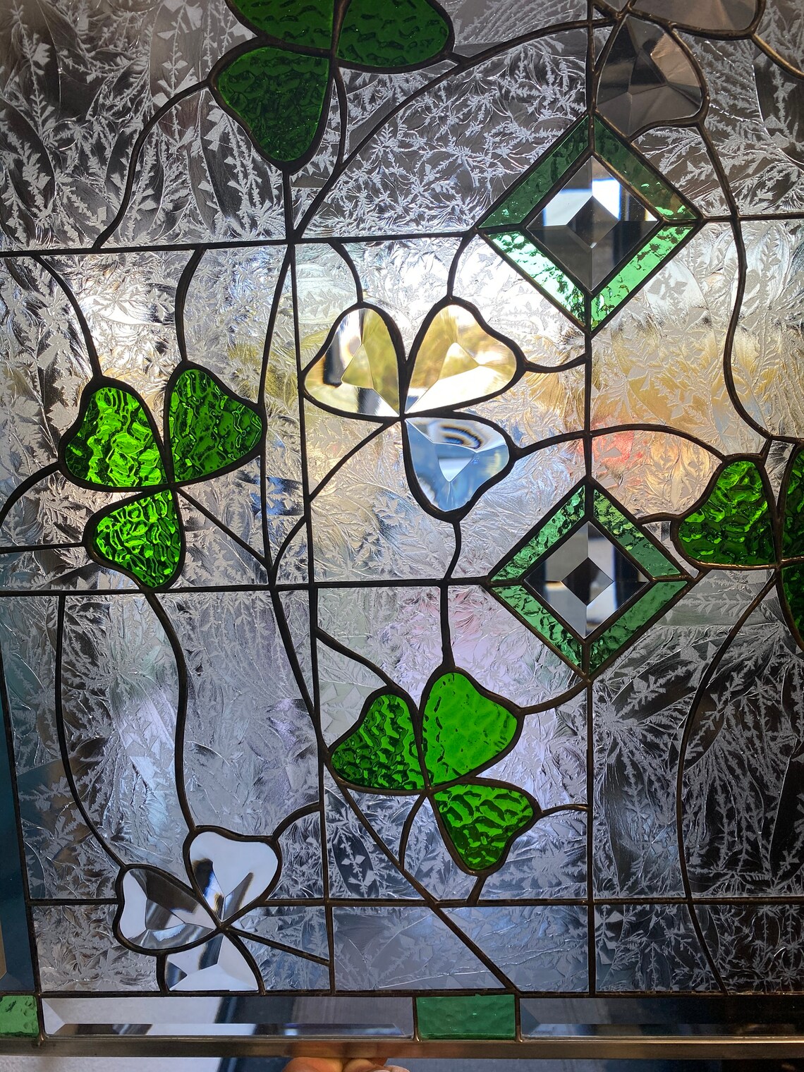 Irish Shamrock Stained & Beveled Glass Window Panel Hangings Etsy