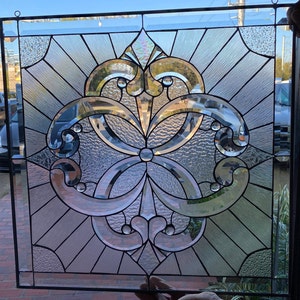 Customizable &quot;Incredible Pacifica&quot; Beveled Stained Glass Window Panel - Handcrafted, Upgradable to Insulated & Framed Options REF#1644