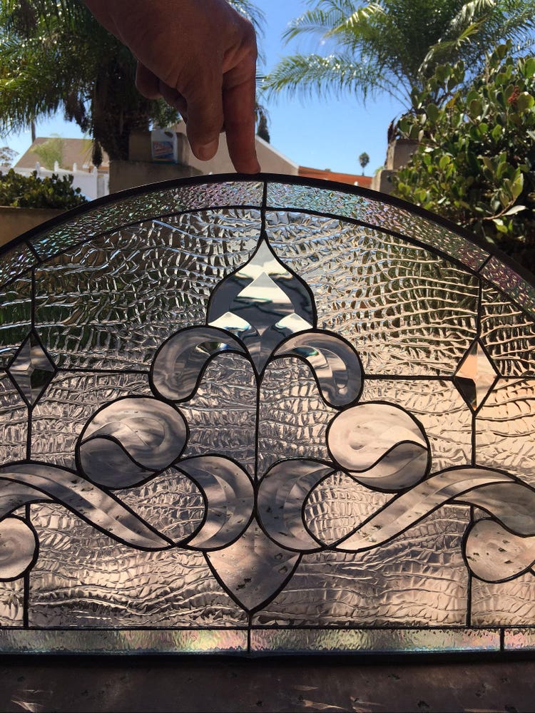 sale outlet o1s22i1n0823 Elegant Clear Beveled Geometric Arched Stained