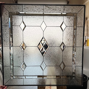 Traditional & Timeless Beveled  Diamonds Leaded Glass Window - Glass Panel - Clear Tudor - Customizable