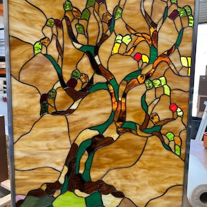 Tree of Life Stained Glass Window Panel Hangings - Love Peace Spiritual Glass Art Home Decor Personalized Gift - Customizable Item#5106