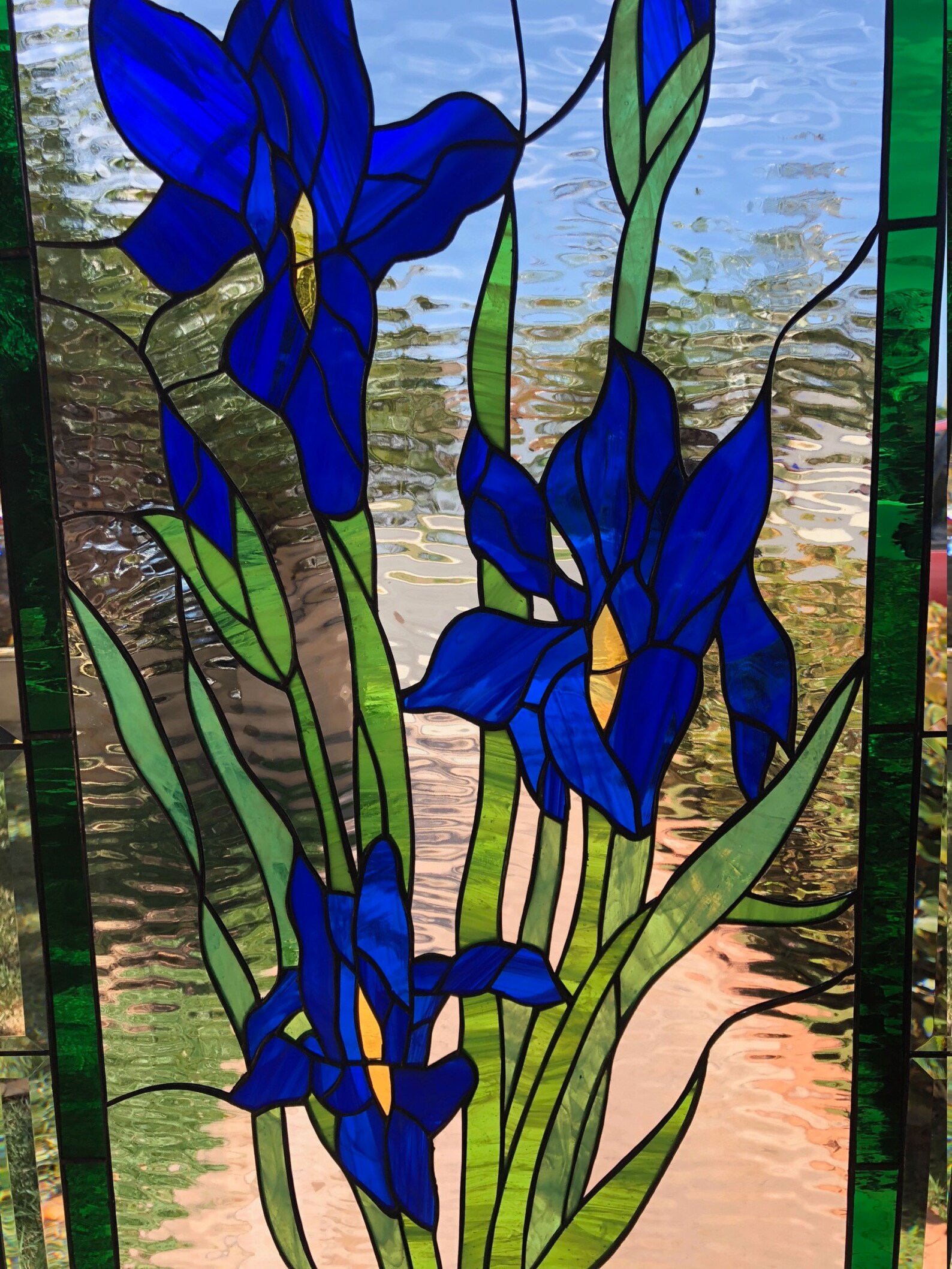 Stained Glass Iris Panel Window Hangings Iris Glass Art Etsy