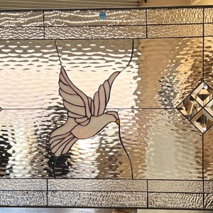 Beveled Diamonds With Dove Stained Glass Window Panel -  Suncathcer -Customizable Item