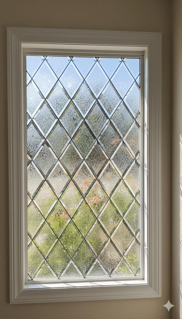 Classic Frosted Beveled Stained Glass Window Panel - Glue Chip