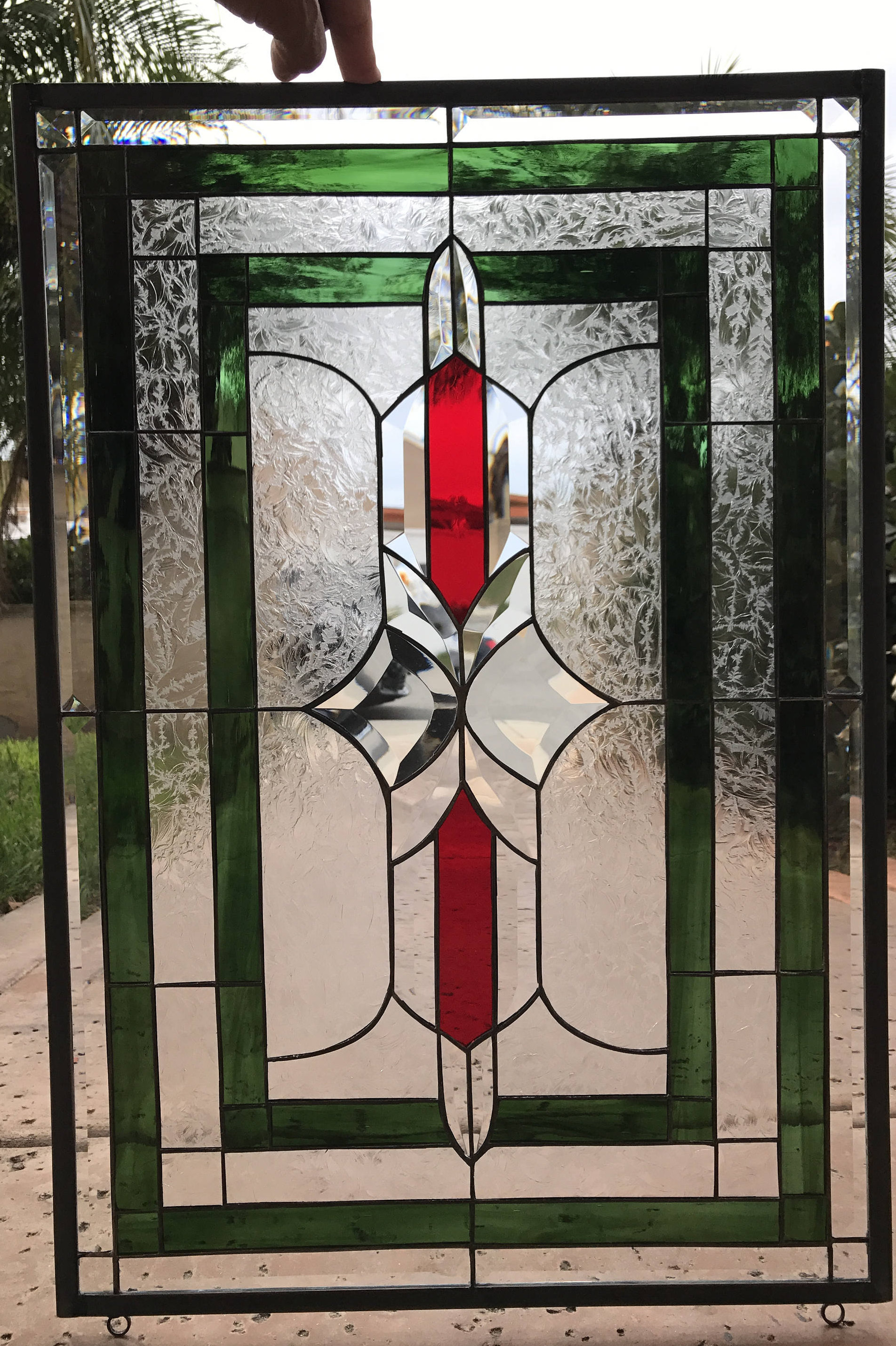 Lovely Clear Beveled & Textured Victorian Stained Glass Window