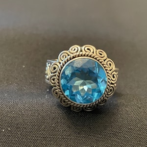 Blue Topaz Sterling Silver Ring Size 7