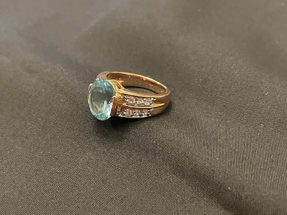 Green Apatite & Cubic Zirconia Gold Ring Size 6 3… - image 2