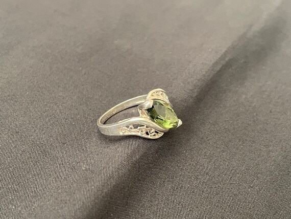 Peridot .925 Silver Ring Size 7 - image 3