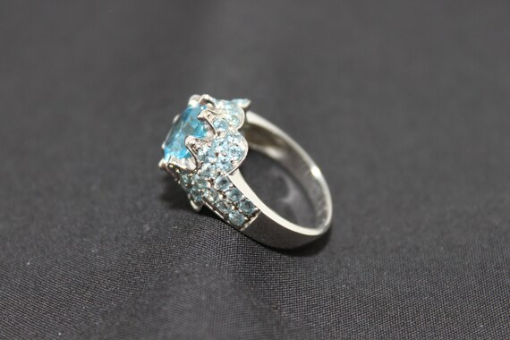 Blue Topaz Sterling Silver Ring Size 7 - image 3