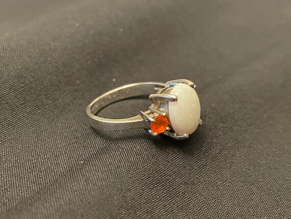 Opal & Fire Opal Sterling Silver Ring Size 5 3/4 - image 3