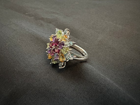 Multi-Colored Gemstone Sterling Silver Ring Size 6 - image 2
