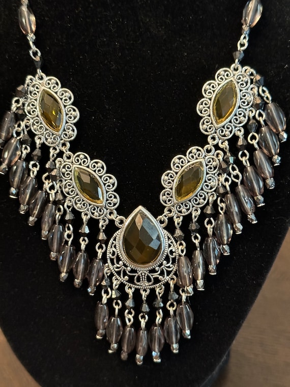 Multi-Colored Gemstone Sterling Silver Necklace - image 2