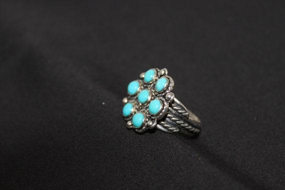 Turquoise Sterling Silver Ring Size 5 3/4 - image 6