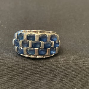 Blue Sapphire Sterling Silver Ring Size 5 3/4