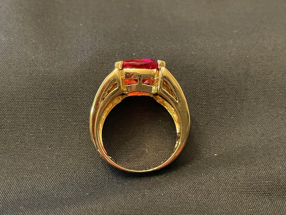 Garnet and Cubic Zirconia Gold Ring Size 6 3/4 - image 4