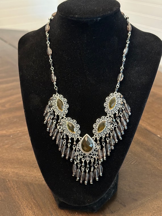 Multi-Colored Gemstone Sterling Silver Necklace - image 1