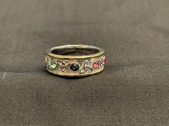 Multi-Colored Gemstone Sterling Silver Ring Size 6 - image 1