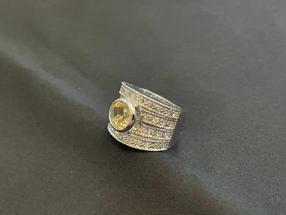 Citrine and Cubic Zirconia .925 Silver Ring Size 6 - image 2