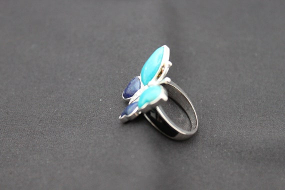 Multi-Colored Gemstone Sterling Silver Ring Size … - image 4